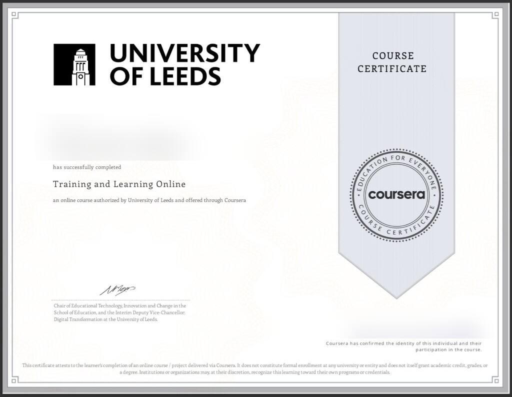 الشهادة التي تصدرها Coursera على حسابك