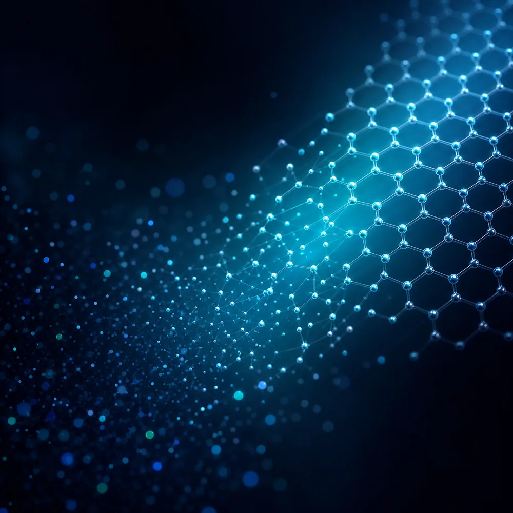 A single molecular structure resolving from scattered points into an ordered lattice.